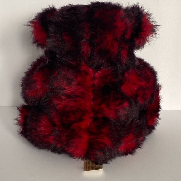 DanDee Red Black Bear Plush Velour Heart Rose Fuzzy Collectors Choice 8.5in Tall - Picture 5 of 12